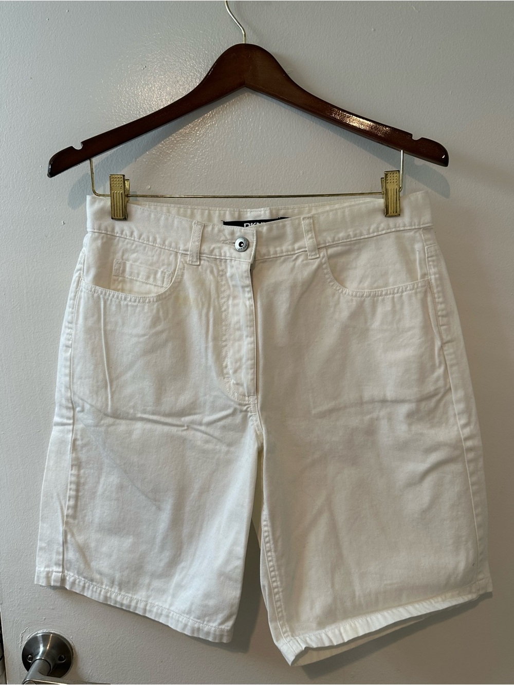 DKNY White Mid-Rise Bermuda Shorts
